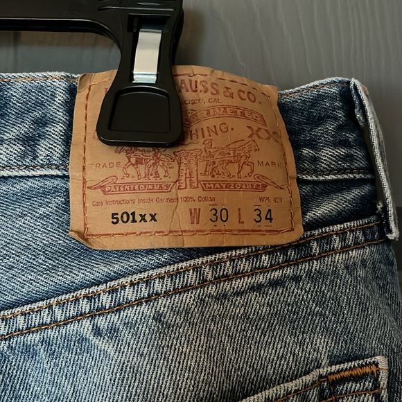 Levi's 501 cutoffs 30 Blue Denim Cutoffs 4” Inseam Summer Casual Grunge Retro - Picture 3 of 4